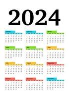 calendário para 2024 isolado em uma branco fundo vetor