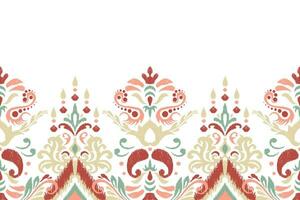 ikat floral paisley bordado em branco plano de fundo.ikat étnico oriental padronizar tradicional.asteca estilo abstrato vetor ilustração.design para textura,tecido,vestuário,embrulho,decoração,canga,cachecol