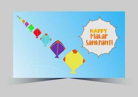 vetor indiano Makar Sankranti festival e rede bandeira modelo