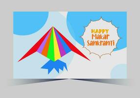vetor indiano Makar Sankranti festival e rede bandeira modelo