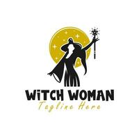 mulher bruxa ilustração logotipo vetor