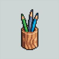 pixel arte ilustração caneta suporte. pixelizada caneta suporte. caneta ou lápis suporte pixelizada para a pixel arte jogos e ícone para local na rede Internet e vídeo jogo. velho escola retrô. vetor