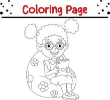 fofa e feliz menina coloração página vetor