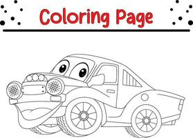 engraçado carro mascote personagem coloração página vetor