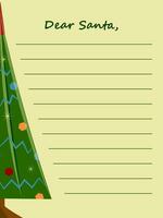 Natal carta para santa noel. desejando Lista modelo, notas. papel cartão para querida papai noel. carta disposição com Natal elemento - Natal árvore. vetor