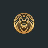 ouro logotipo do uma leão cabeça dentro a forma do uma círculo vetor
