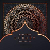 fundo de mandala de luxo com cor de ouro padrão arabesco dourado. ornamento elegante convite cartão de casamento, convite, padrão de arabesco, islâmico, capa de pano de fundo banner ilustração vetorial design vetor