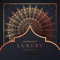 fundo de mandala de luxo com cor de ouro padrão arabesco dourado. ornamento elegante convite cartão de casamento, convite, padrão de arabesco, islâmico, capa de pano de fundo banner ilustração vetorial design vetor