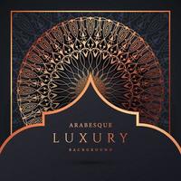 fundo de mandala de luxo com cor de ouro padrão arabesco dourado. ornamento elegante convite cartão de casamento, convite, padrão de arabesco, islâmico, capa de pano de fundo banner ilustração vetorial design vetor