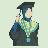 vetor do mulher vestindo uma graduação hijab