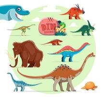 engraçado dinossauros, extinto animal desenho animado personagens vetor