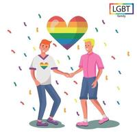 família LGBT - dois homens se dão as mãos - vetor