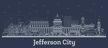esboço Jefferson cidade Missouri cidade Horizonte com branco edifícios. o negócio viagem e turismo conceito com histórico arquitetura. Jefferson cidade EUA paisagem urbana com pontos de referência. vetor