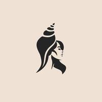 rainha Caracol logotipo, ilustração do uma mulher com Caracol cabelo vetor