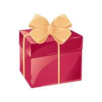 vermelho presente caixa com dourado arco vetor ilustração isolado em branco fundo. decorativo detalhado Natal aniversário presente para padrões, embalagem, Projeto