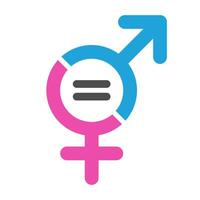 gênero igualdade símbolo isolado em branco fundo. homens e mulheres igual conceito ícone. fêmea e masculino sexo ícone. mulheres e homens devemos sempre ter igual. vetor ilustração.