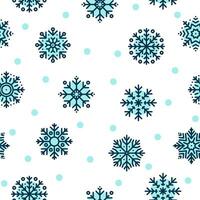 desatado Natal padronizar com azul flocos de neve em branco fundo. inverno decoração. feliz Novo ano, frio estação queda de neve. vetor ilustração.