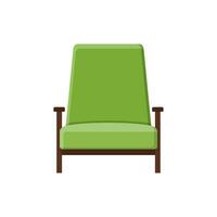 à moda verde confortável poltrona dentro plano estilo isolado em branco fundo. parte do a interior do uma vivo quarto ou escritório. suave mobília para descansar e relaxamento. vetor ilustração.