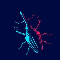 besouro logotipo néon linha arte retrato colorida Projeto com Sombrio fundo. abstrato vetor ilustração. besouros insetos tipo.