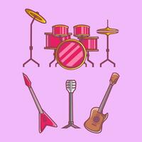 música banda instrumento dentro colorida Projeto com tambor, guitarra, e microfone. abstrato vetor logotipo ilustrador