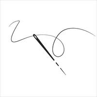 alfaiate agulha e cheio de curvas fio silhueta linha ícone vetor ilustração