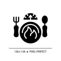 2d pixel perfeito glifo estilo dieta e peso ícone, isolado silhueta vetor, simples ilustração representando metabólico saúde. vetor