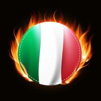bandeira da Itália em fundo de fogo. emblema do país. ilustração vetorial vetor
