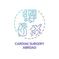 2d gradiente cardíaco cirurgia no exterior ícone, simples isolado vetor, médico turismo fino linha ilustração. vetor