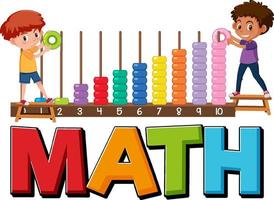 ícone da matemática com crianças e ferramentas matemáticas vetor