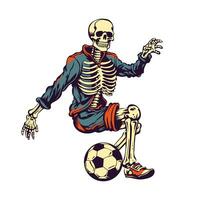 retro crânio jogando futebol futebol vetor estoque ilustração