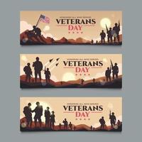 conjunto de banner do dia dos veteranos vetor