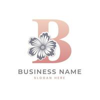 b carta logotipo com flor. floral b logotipo feminino luxo logotipo Projeto vetor