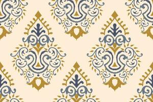 ikat floral paisley bordado em creme plano de fundo.ikat étnico oriental desatado padronizar tradicional.asteca estilo abstrato vetor ilustração.design para textura,tecido,vestuário,embrulho,decoração.