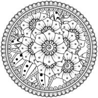 padrão circular em forma de mandala com flor para henna, mehndi, tatuagem, decoração. vetor