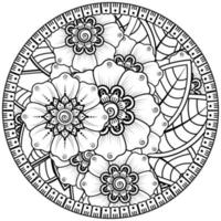 padrão circular em forma de mandala com flor para henna, mehndi, tatuagem, decoração. vetor