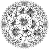 padrão circular em forma de mandala com flor para henna, mehndi, tatuagem, decoração. vetor