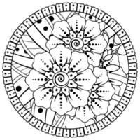 padrão circular em forma de mandala com flor para henna, mehndi, tatuagem, decoração. vetor