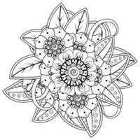 mehndi flor ornamento decorativo em estilo oriental étnico, ornamento de doodle, desenho de mão de contorno. página do livro para colorir. vetor