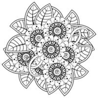 mehndi flor ornamento decorativo em estilo oriental étnico, ornamento de doodle, desenho de mão de contorno. página do livro para colorir. vetor