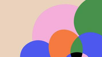 na moda abstrato bandeira modelo com colorida mão desenhado círculos em bege fundo e cópia de espaço. contemporâneo arte fundo com simples formas e formulários vetor
