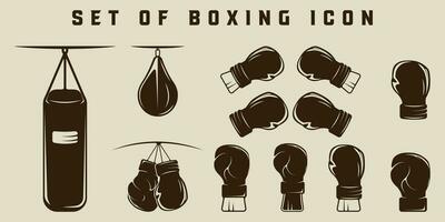 conjunto do boxe ícone vetor ilustração modelo gráfico Projeto. agrupar coleção do vários ferramenta equipamento para luta esporte placa ou símbolo