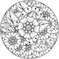 mehndi flor ornamento decorativo em estilo oriental étnico, ornamento de doodle, desenho de mão de contorno. página do livro para colorir. vetor