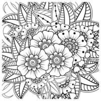 mehndi flor ornamento decorativo em estilo oriental étnico, ornamento de doodle, desenho de mão de contorno. página do livro para colorir. vetor