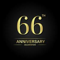 66º aniversário celebração com ouro cor e Preto fundo. vetor Projeto para celebrações, convite cartões e cumprimento cartões.