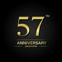 57º aniversário celebração com ouro cor e Preto fundo. vetor Projeto para celebrações, convite cartões e cumprimento cartões.