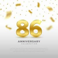 86º aniversário celebração com ouro brilhar cor e Preto fundo. vetor Projeto para celebrações, convite cartões e cumprimento cartões.