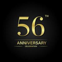 56º aniversário celebração com ouro cor e Preto fundo. vetor Projeto para celebrações, convite cartões e cumprimento cartões.