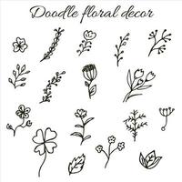 vetor desenhado à mão doodle elementos de decoração floral