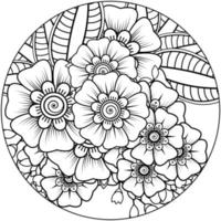 mehndi flor ornamento decorativo em estilo oriental étnico, ornamento de doodle, desenho de mão de contorno. página do livro para colorir. vetor