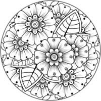 mehndi flor ornamento decorativo em estilo oriental étnico, ornamento de doodle, desenho de mão de contorno. página do livro para colorir. vetor